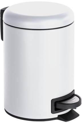 Wenko Cubo con Pedal para cosmética Leman Negro 3 l Capacidad: 3 l, Acero, 17 x 25 x 22.5 cm, Blanco