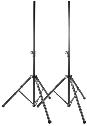 QUIK LOK - SP282 BK Tripod Speaker Stands - Lightweight Aluminum PA Loudspeaker Mounts with Pneumatic Easy-Lift Assist and Heavy-Duty Tube Construction, 1 Pair, Black