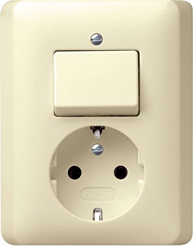 Gira 017601 Wippschalter/Steckdose volle Platte Cremeweiß glänzend