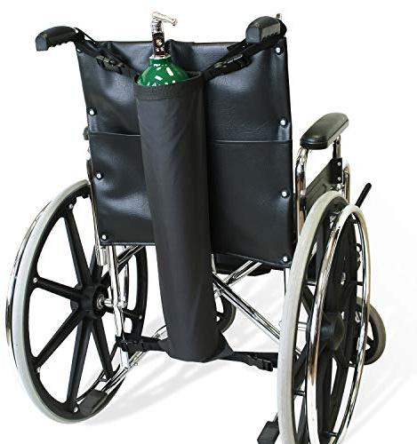 NYOrtho Oxygen Tank Holder for Wheelchair - D & E Cylinder Carrier Bag with Adjustable Straps - Heavy Duty, Waterproof, Easy to Clean Oxygen Cylinder Bag - Fits Standard Wheelchair Size (16-20)