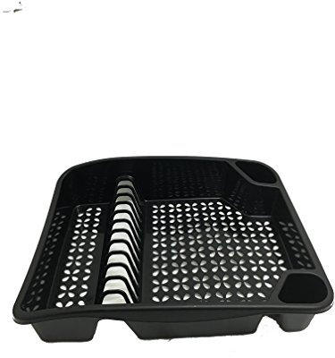 New Whitefurze Kitchen Sink Plastic Dish & Cutlery Drainer Plates (Black) by Whitefurze