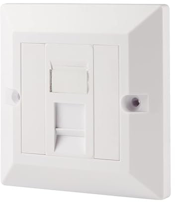 rhinocables CAT5e Ethernet Faceplate | Double 2 & Quad 4 RJ45 Gang Wall Sockets | Simple CAT 5 Setup for Printers, VoIP, Phones & More | Network Expansion for Home or Business (1 Port,Pack of 1)