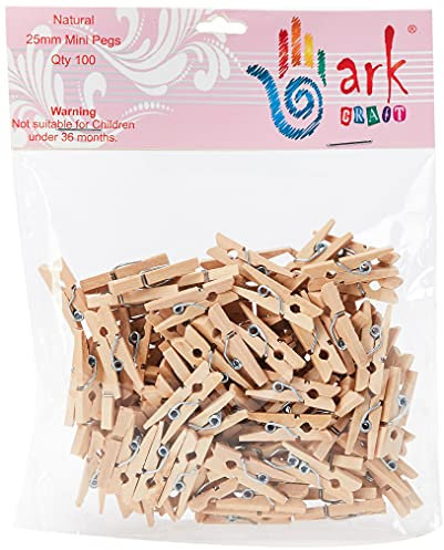 arkCRAFT Mini-Holzklammern, naturfarben, 100 Stück