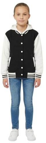 A2Z 4 Kids Girls Boys Hooded Varsity Baseball Jacket Lightweight Coat | Classic Hooded Baseball Jacket for Casual Wear and Everyday Comfort