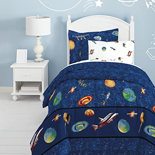 Dream Factory Outer Space Satellites - Set copripiumino per bambini, colore: Blu