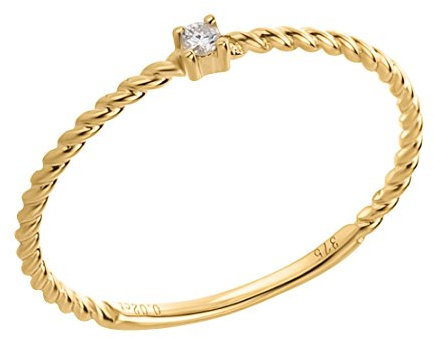 Ardeo Aurum Damenring aus 375 Gold Gelbgold mit 0,02 ct Diamant Brillant Solitär-Ring Vorsteckring Stapelring