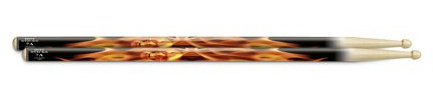 Hotsticks HS A7AW-FS Artisticks Wood Tip 7A Drumsticks - Flaming Skull