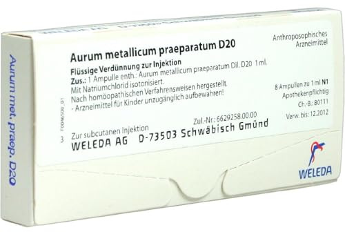 AURUM METALLICUM PRAEPARATUM D 20 Ampullen 8 St
