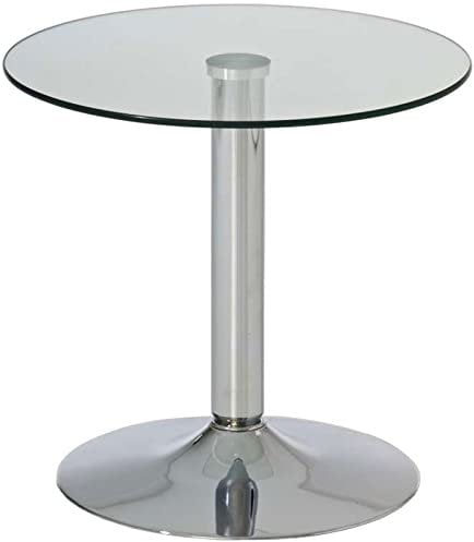 CLP Beistelltisch IKARUS mit Einer runden Tischplatte aus Sicherheitsglas I Stehtisch mit Metallgestell in Chrom-Optik, Farbe:klarglas