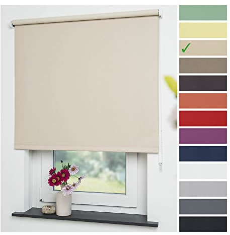 Liedeco® Rollo, Fenster Rollo, Kettenzug-Rollo / 162 x 180cm (Breite x Höhe), Cream/Verdunkelnd, Abdunkelnd, Blickdicht/viele Farben, Größen und Typen/Breiten 60-200cm / Variable Montage möglich