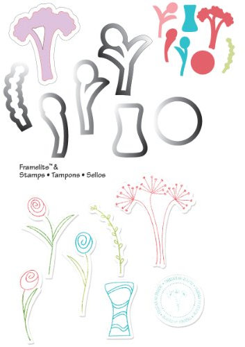 Sizzix Stanzer Framelits mit Clear Stempel Set Bumen und Vase 14lg - Set