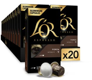 L'OR Espresso Cápsulas de Café Forza | Intensidad 9 | 200 Cápsulas Compatibles Nespresso (R)
