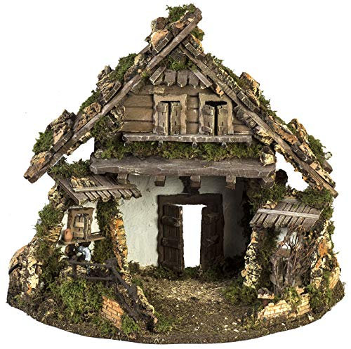 Holyart Cabane crèche Noel Style Chalet avec Fontaine 56x48x38cm