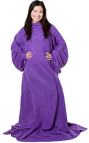 Snuggie Soft Fleece Decke mit Ärmeln und Taschen, Violett