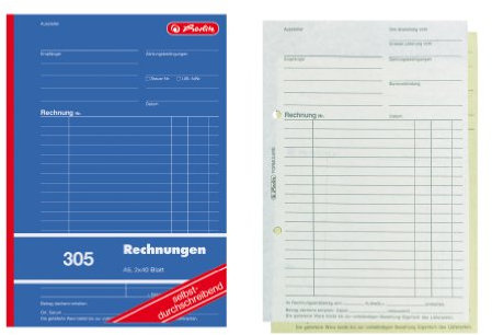 Herlitz 1932862 Rechnungs-Buch A5, 305 2x40 Blatt, selbstdurchschreibend, 4er Packung