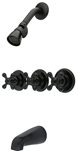 Kingston Brass KB235AX Tub and Shower Faucet with 3-Cross Handle, Oil Rubbed Bronze,5-Inch Spout Reach