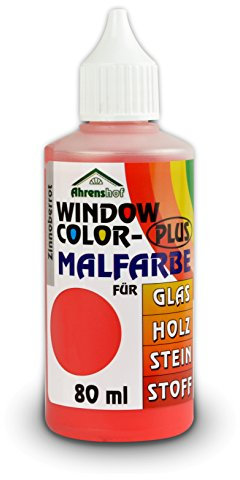 AHRENSHOF Window Colors-Malfarbe 80 ml | Fenstermalfarbe Glasmalfarbe | Farbe: Zinnoberrot