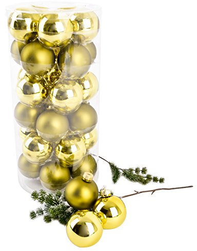 Dadeldo Living & Lifestyle Weihnachtskugel Premium 30er Set Glas 6cm Xmas Baumschmuck (Grün)