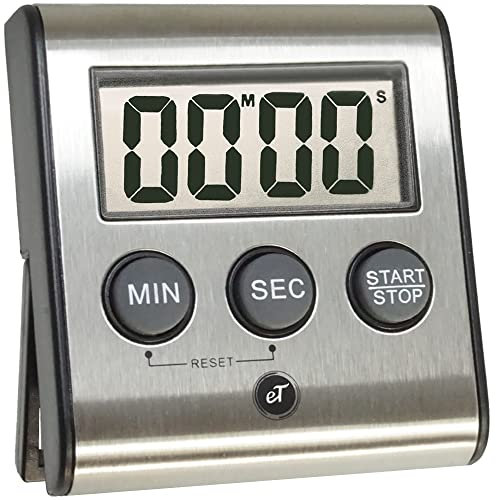 Elegant Digital Kitchen Timer, Stainless Steel Model eT-23, Super Strong Magnetic Back, Loud Alarm, Large Display, Auto Memory, Auto Shut-Off by eTradewinds