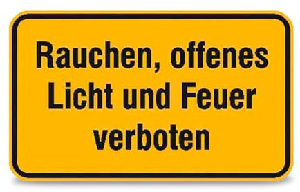 Betriebsausstattung24 Hinweisschild Rauchen, offenes Licht und Feuer verboten - Aluminium, geprägt - 30,0 x 20,0 cm - Text Schild - schwarz gelb