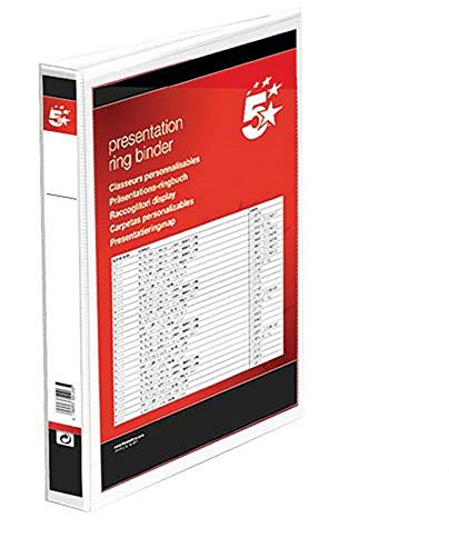 5 Star A4 Ring Binder Presentation Folder 4 D-Ring 16mm White (Pack of 10)