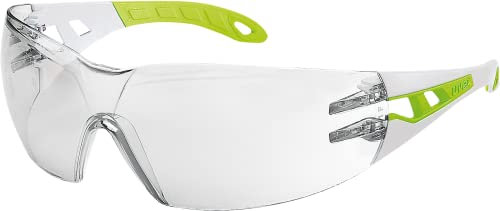 uvex pheos s - Schutzbrille - Schmale Sicherheitsbrille mit 100% UV-Schutz - Anti-Beschlag, kratzfest & chemikalienbeständig - creme/lime