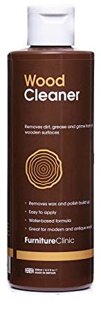Furniture Clinic Wood Cleaner (250ml) | Restore & Clean Wooden Floors, Furniture, Blinds, Doors, Decking and Many other Wood Surfaces - Easily Remove Wax & Polish Build up, Grease and Grime