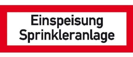 Indigos UG Aufkleber Hinweisschild Brandschutz Einspeisung Sprinkleranlage - 29,7x10,5 cm - selbstklebender Sicherheits Aufkleber für Tür oder Wand - Warnschild für Gebäude, Hotel, Büro, Firma