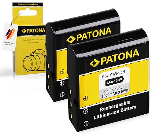 PATONA 2X Akku Ersatz für Casio NP-40, NP40 Batterie Kompatibel mit Casio Exilim Zoom EX-Z100 EX-Z600 EX-Z700 EX-Z1000 EX-Z1200