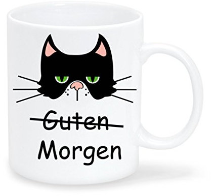 Tasse Guten Morgen mit einer grimmigen Katze - Spülmaschinenfest