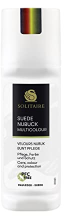 SOLITAIRE Velours Nubuk Bunt Pflege, 75 ml, farbneutrale Lederpflege und Imprägnierung von Schuhen aus Willdleder, Rauleder, Veloursleder, Nubukleder und Textilien in allen Farbkombinationen