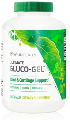 Youngevity Ultimate Gluco-Gel -for Tendons, Bones & Cartilage | Contains Glucosamine, Gelatin & Manganese | 240 Capsules | 1 Bottle