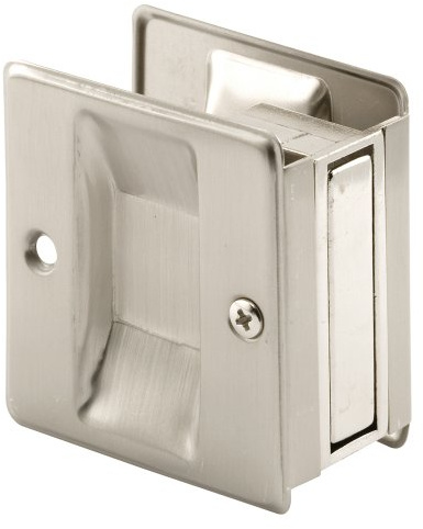 Prime-Line N 7238 Pocket Door Handle and Pull, 2-1/2 inch L X 1-3/8 inch W X 2-3/4 inch D, Solid, Satin Nickel Plated (Single Pack)