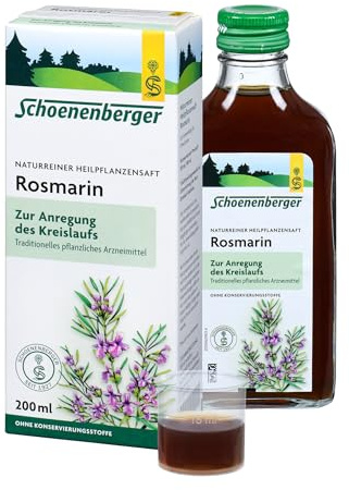 Schoenenberger - Rosmarin naturreiner Heilpflanzensaft - 1x 200 ml Glasflasche - zur Unterstützung der Herz-Kreislauf-Funktion - traditionelles pflanzliches Arzneimittel