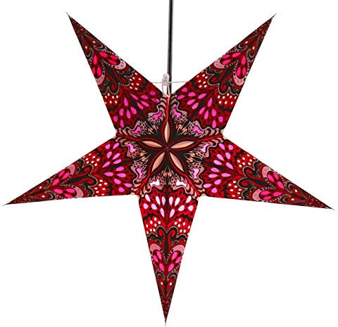 GURU SHOP Faltbarer Advents Leucht Papierstern, Weihnachtsstern 60 cm - Nestor Rot/lila, Papiersterne 60 cm