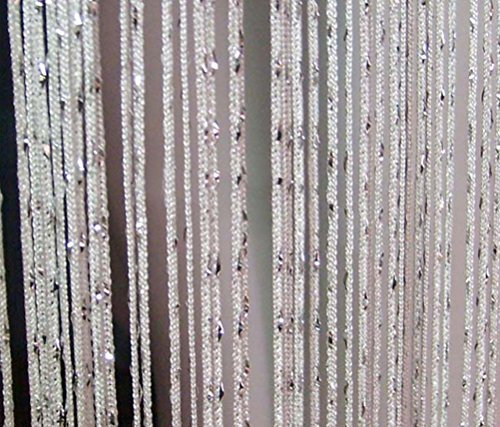 amss 2 Felder Glitzer Quaste String Vorhang Panel Tür Fenster Raumteiler 1 m Breite 2 m Drop 9 Farben Weiß