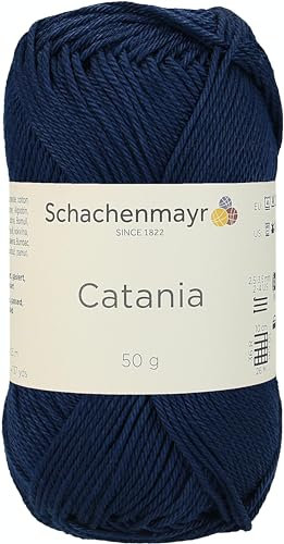 Schachenmayr 9801210-00124 Handstrickgarn, 100% Baumwolle, marine, 11,5 x 5,2 x 6 cm, 50