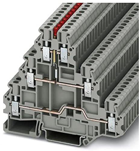PHOENIX CONTACT UT 2,5-3L-LA24RDOM component terminal block with screw connection, 6 number of connections, AWG 26-12, 2.5mm² nominal cross-section, gray, 50 pieces