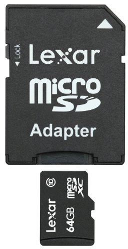 Lexar 64 Go Carte Mémoire MicroSDXC Classe 10 avec Aadaptateur Noir LSDMI64GABEUC10A