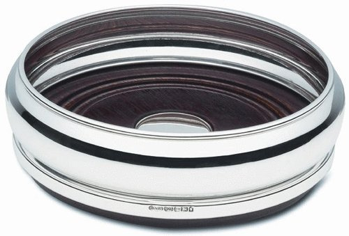 New Sterling Silver Wine/Bottle Large Barrel Coaster - 5 1/4 - Boxed