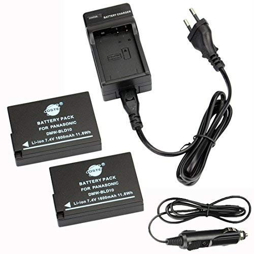 DSTE 2-Pack Rechange Batterie et DC115E Voyage Chargeur Compatible pour Panasonic DMW-BLD10E Lumix DMC-G3 DMC-GF2 DMC-GX1 como Panasonic DMW-BLD10 DMW-BLD10E DMW-BLD10PP DE-A93B