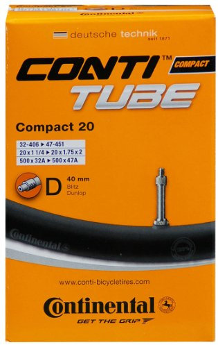 Continental Luftschlauch-Fahrrad Compact 20 Fahrradschlauch, Schwarz, 32/47-406/451