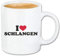 Reifen-Markt Kaffeetasse I LOVE SCHLANGEN - KREUZOTTER - COBRA - BLINDSCHLEICHE - RINGELNATTER Keramik 330 ml in Weiß