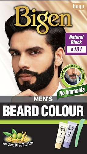 Bigen Beard Colour for Men | Sin Manchas | Cubre la barba gris en 10 minutos | Con aceite de oliva - 101 Negro Natural