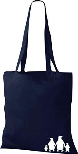 ShirtInStyle Stoffbeutel Baumwolltasche lustige Tiere Pinguine Farbe Navy