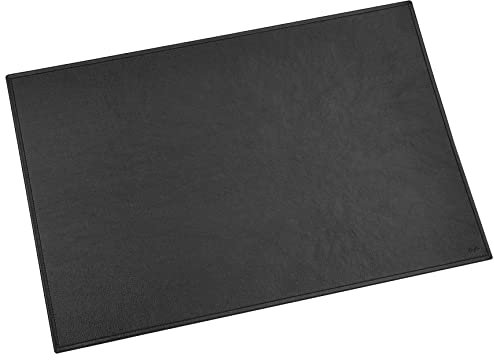 Läufer 38636 Modena Schreibtischunterlage, 45x65 cm, fein genarbtes Rindsleder, schwarz, Handgefertigt aus Echtleder in Deutschland, Schreibunterlage aus Leder