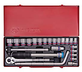 KING TONY 4533SR Coffret de Douilles Pouces et Accessoires, Set de 24, 1/2
