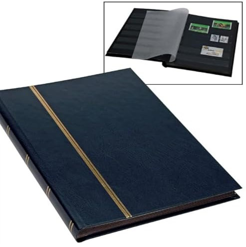 SAFE 141 Premium Briefmarkenalbum/Einsteckbuch mit 16 schwarzen Seiten im Buchformat A5 mit goldfarbener Premiumprägung Einband