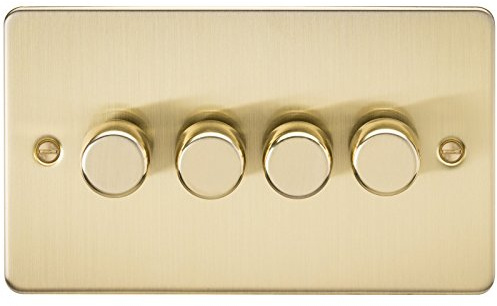 Knightsbridge FP2164BB Flat Plate - Brushed Brass FPAV2164BB 4G 2 Way Dimmer 60-400W-Brushed, 230 V