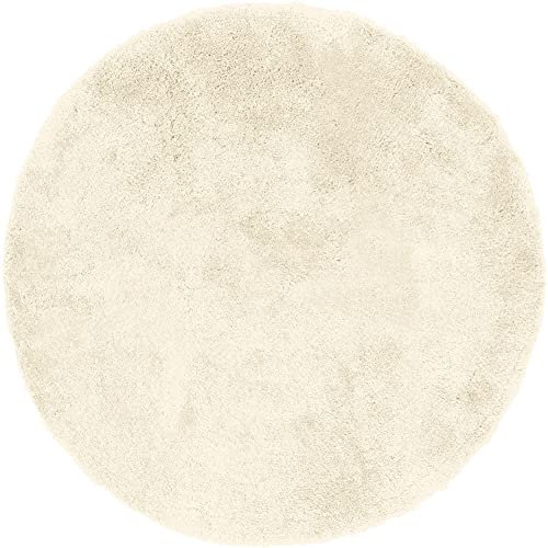 Erwin Müller Badematte, Badteppich Kefalonia rutschhemmend Creme Größe rund: 80 cm Ø - für Fußbodenheizung geeignet, dichter, Flauschiger Floor (weitere Farben, Größen)